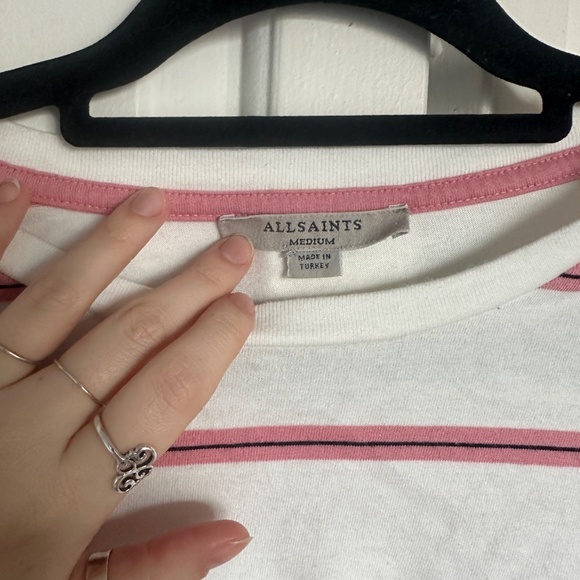Allsaints Pink stripped T shirt - Picture 2 of 3